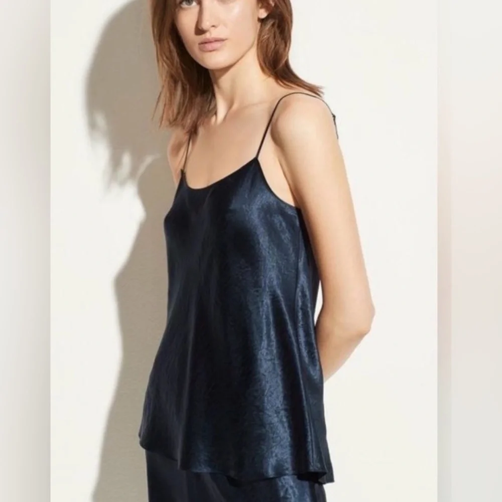 Vince Satin Cami – Coastal Midnight Blue – Size M – NWOT Minimalist Luxe Top - Picture 1 of 10